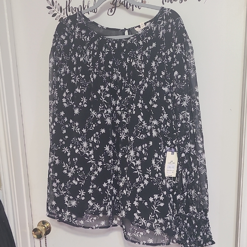 Floral Black and White Skirt